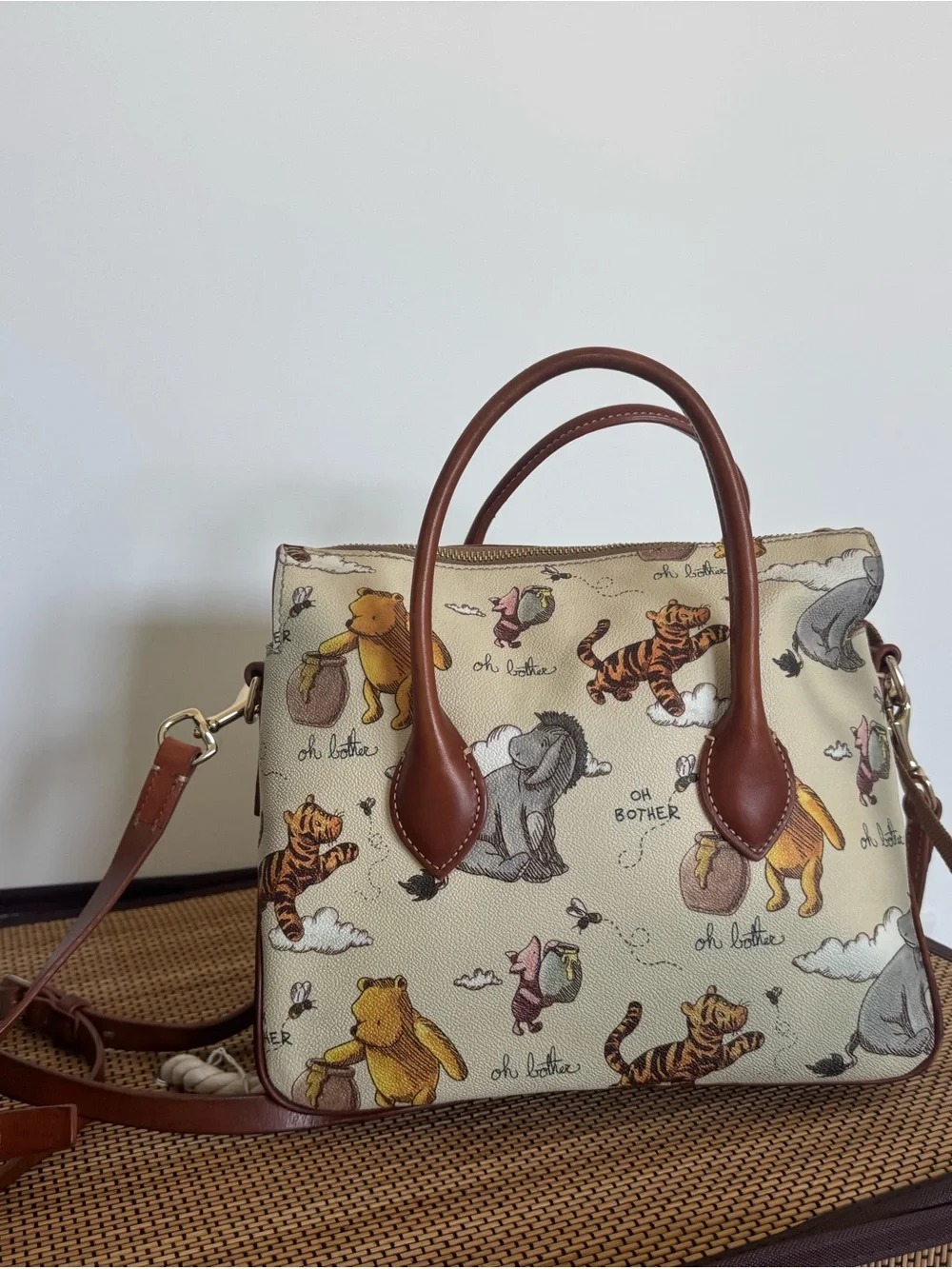 Dooney & Bourke Cream Winnie the Pooh Print Satchel with Brown Trim - Picture 3 of 6